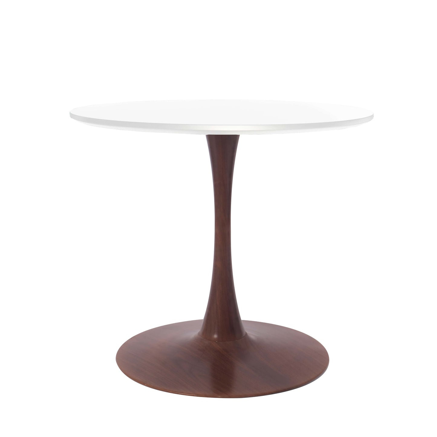 LeisureMod Bristol 27" Round Dining Table Wood Transfer Cherry/Natural/Walnut Base with MDF Table Top