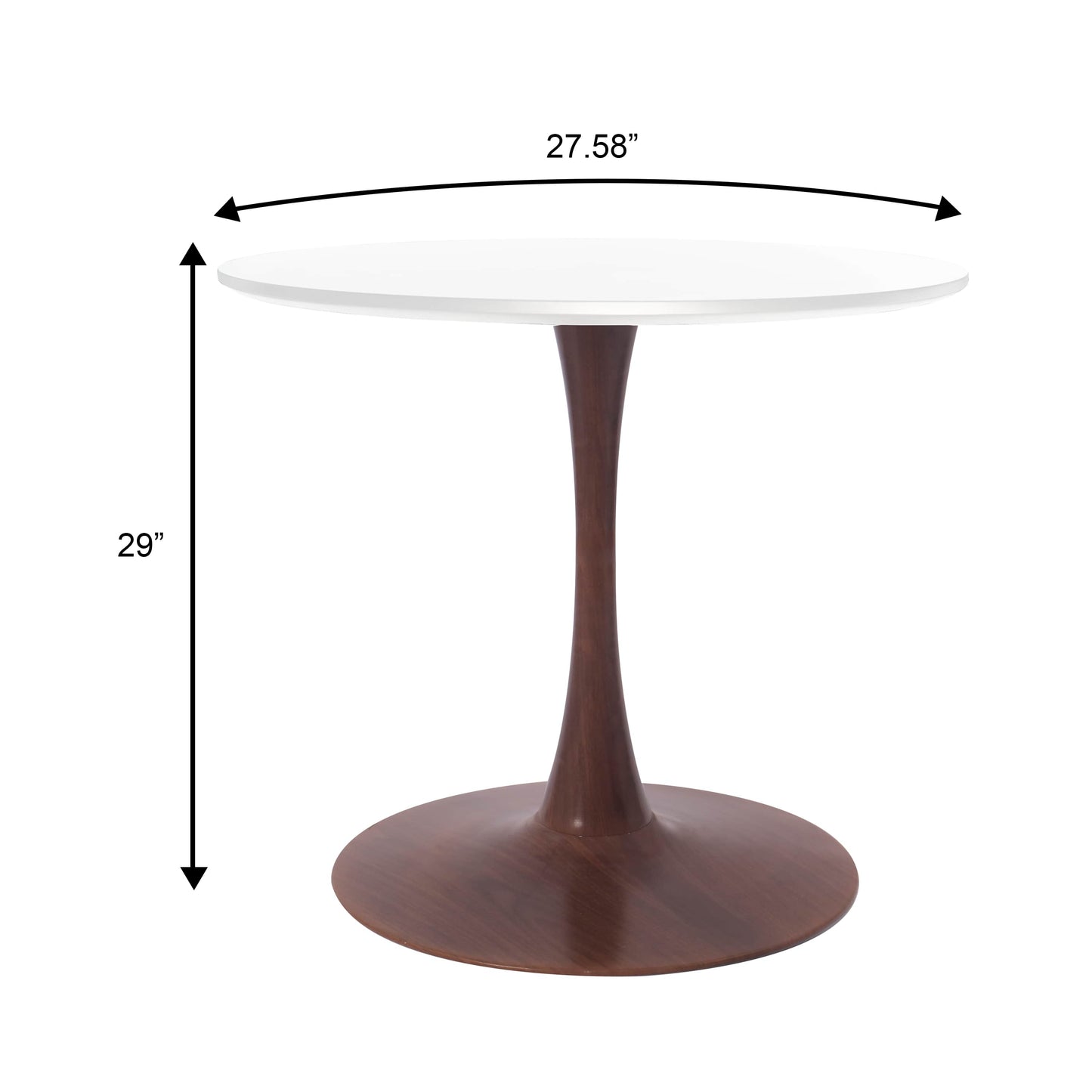 LeisureMod Bristol 27" Round Dining Table Wood Transfer Cherry/Natural/Walnut Base with MDF Table Top