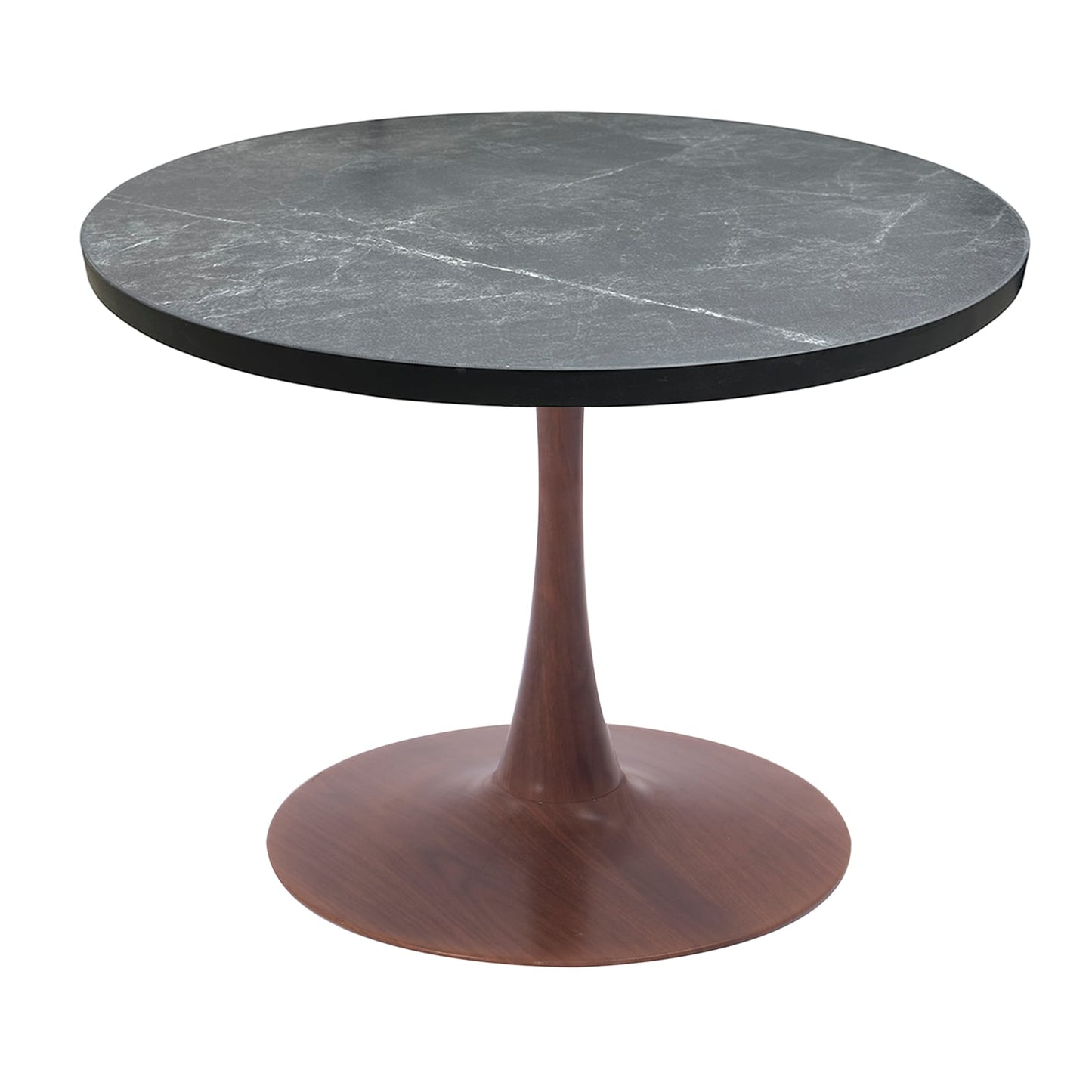 LeisureMod Bristol 36" Round Dining Table Wood Transfer Cherry/Natural/Walnut Base with MDF Table Top