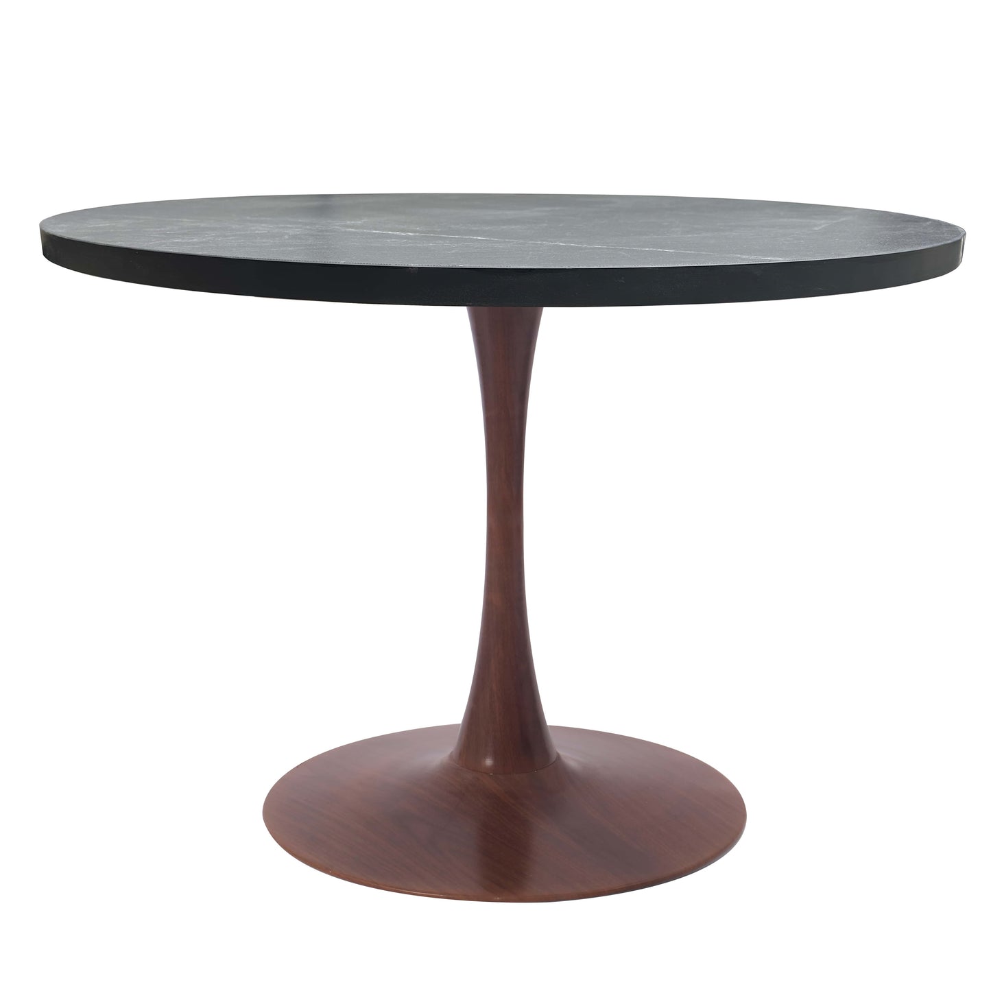 LeisureMod Bristol 36" Round Dining Table Wood Transfer Cherry/Natural/Walnut Base with MDF Table Top