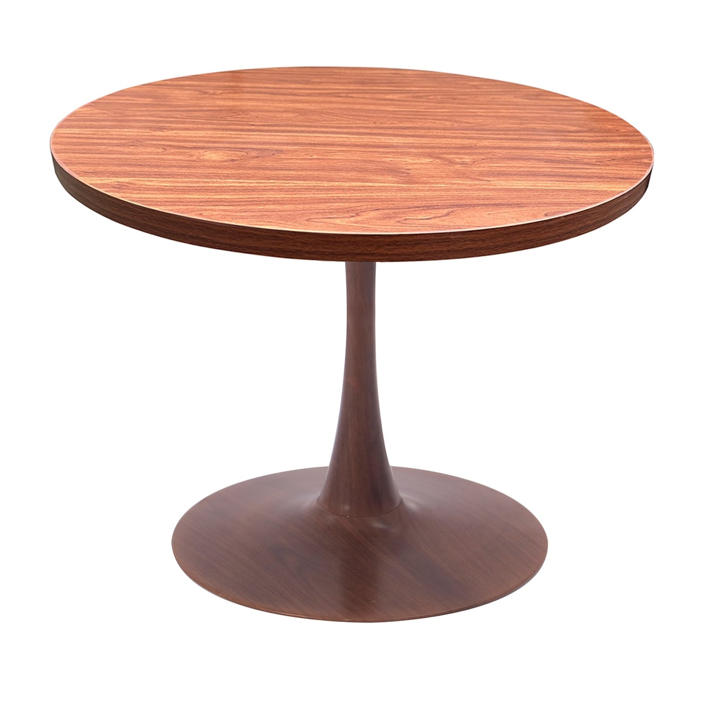 LeisureMod Bristol 36" Round Dining Table Wood Transfer Cherry/Natural/Walnut Base with MDF Table Top