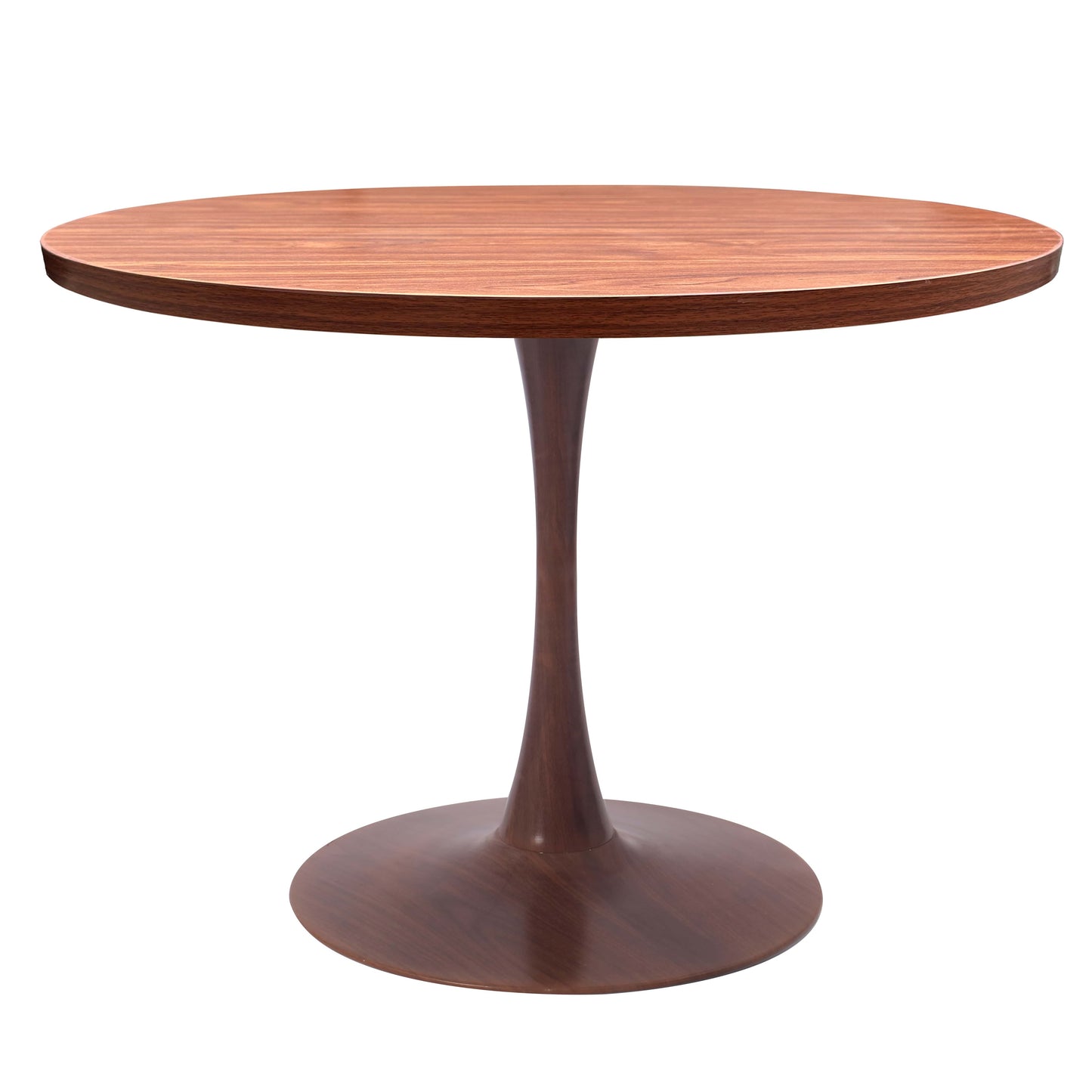 LeisureMod Bristol 36" Round Dining Table Wood Transfer Cherry/Natural/Walnut Base with MDF Table Top