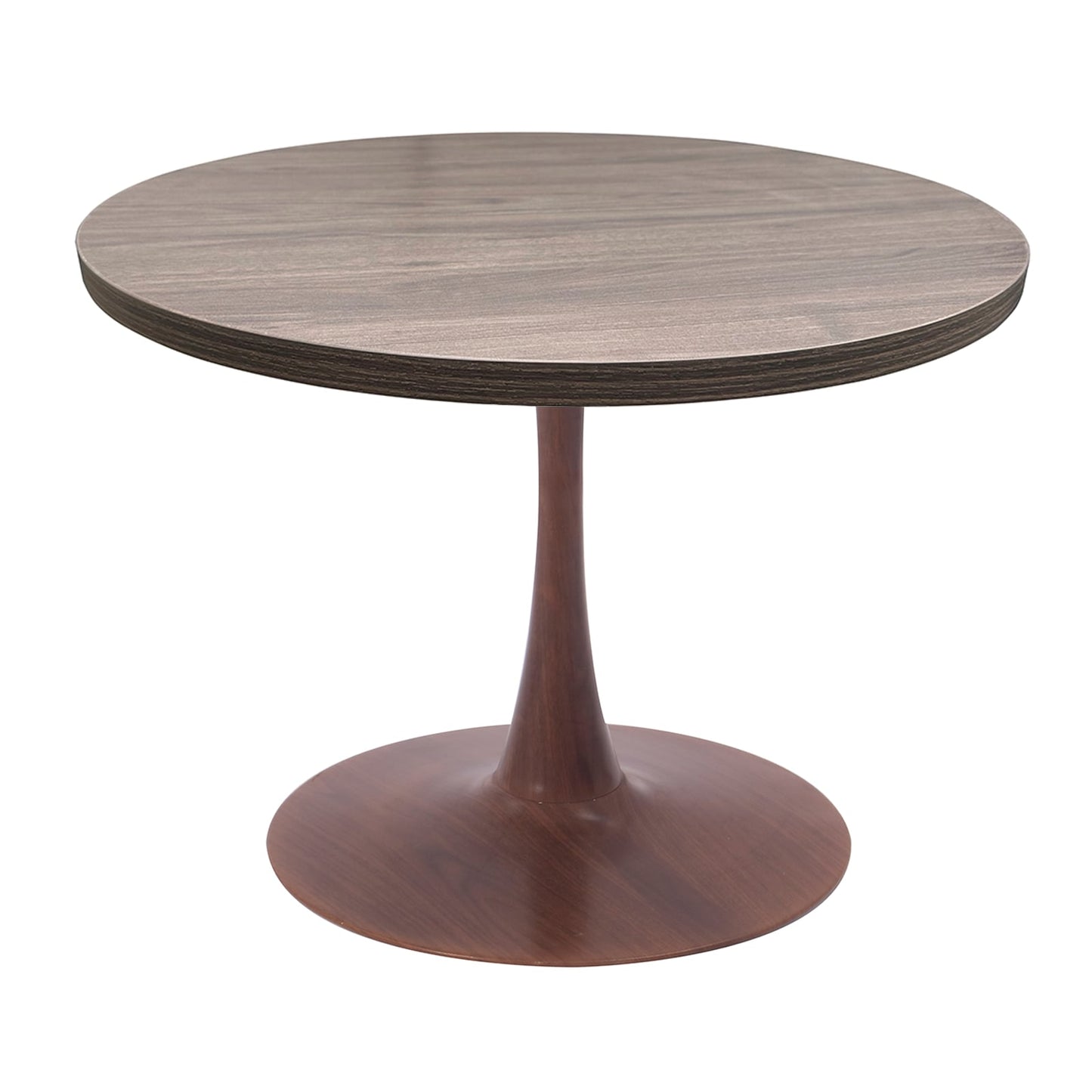 LeisureMod Bristol 36" Round Dining Table Wood Transfer Cherry/Natural/Walnut Base with MDF Table Top