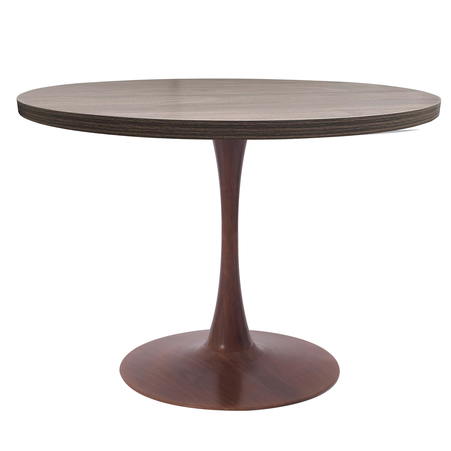 LeisureMod Bristol 36" Round Dining Table Wood Transfer Cherry/Natural/Walnut Base with MDF Table Top