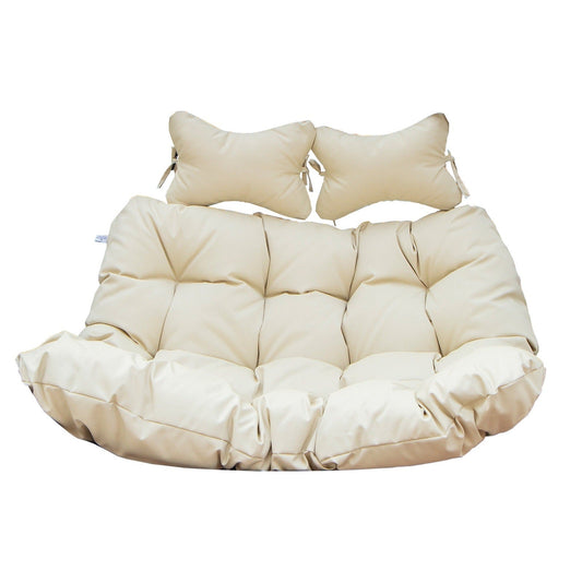 Modern Upholstered 2 Person Hanging Egg Swing Cushion with Headrest