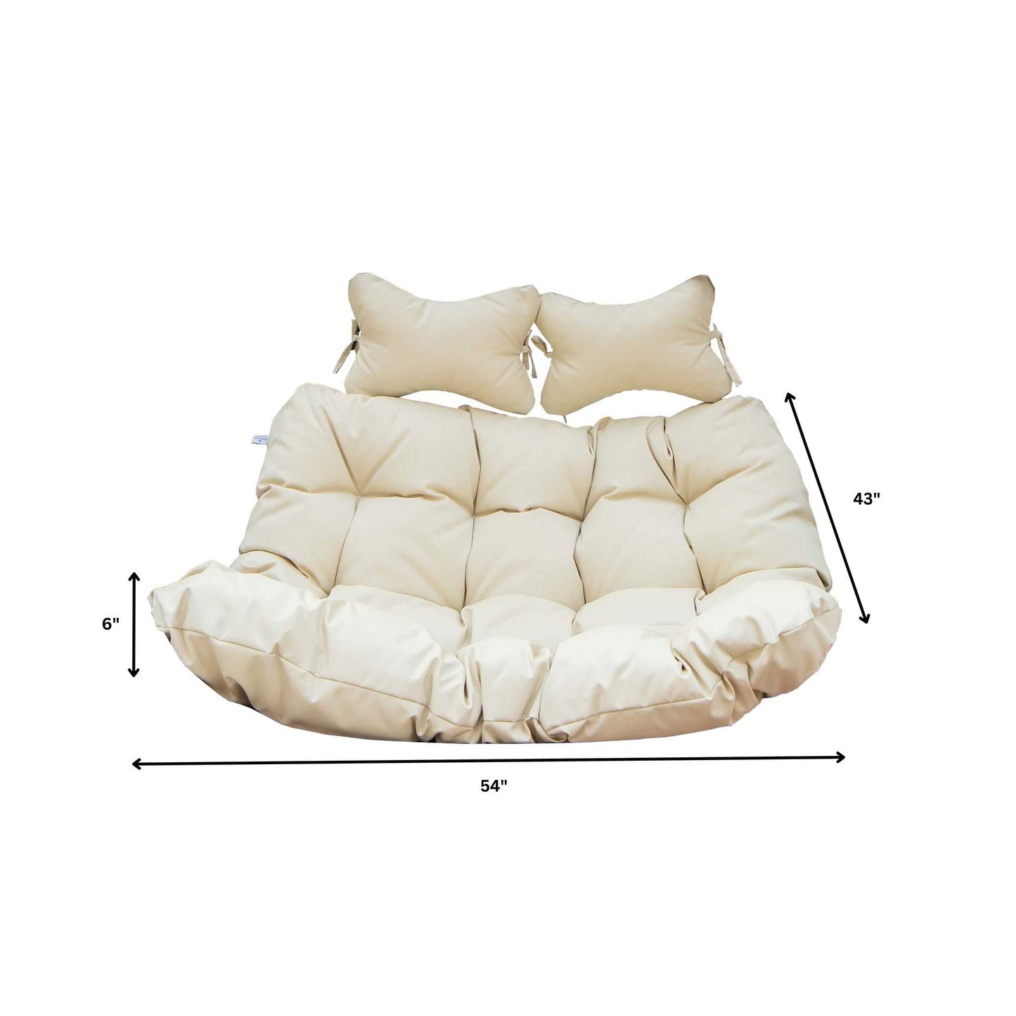 Modern Upholstered 2 Person Hanging Egg Swing Cushion with Headrest