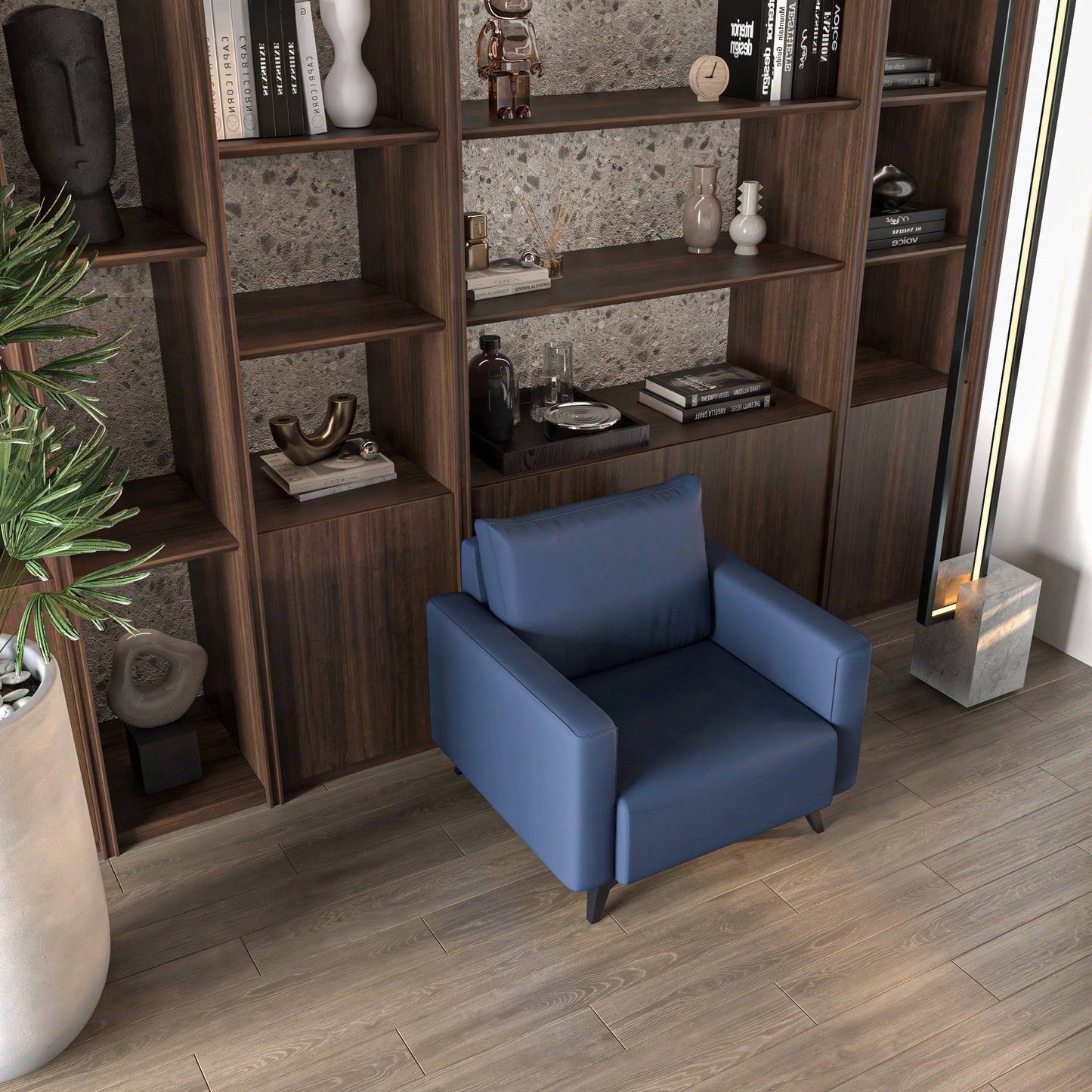 Inno Single-Seater Leather Sofa with Stainless Steel Legs and Removable Cushions