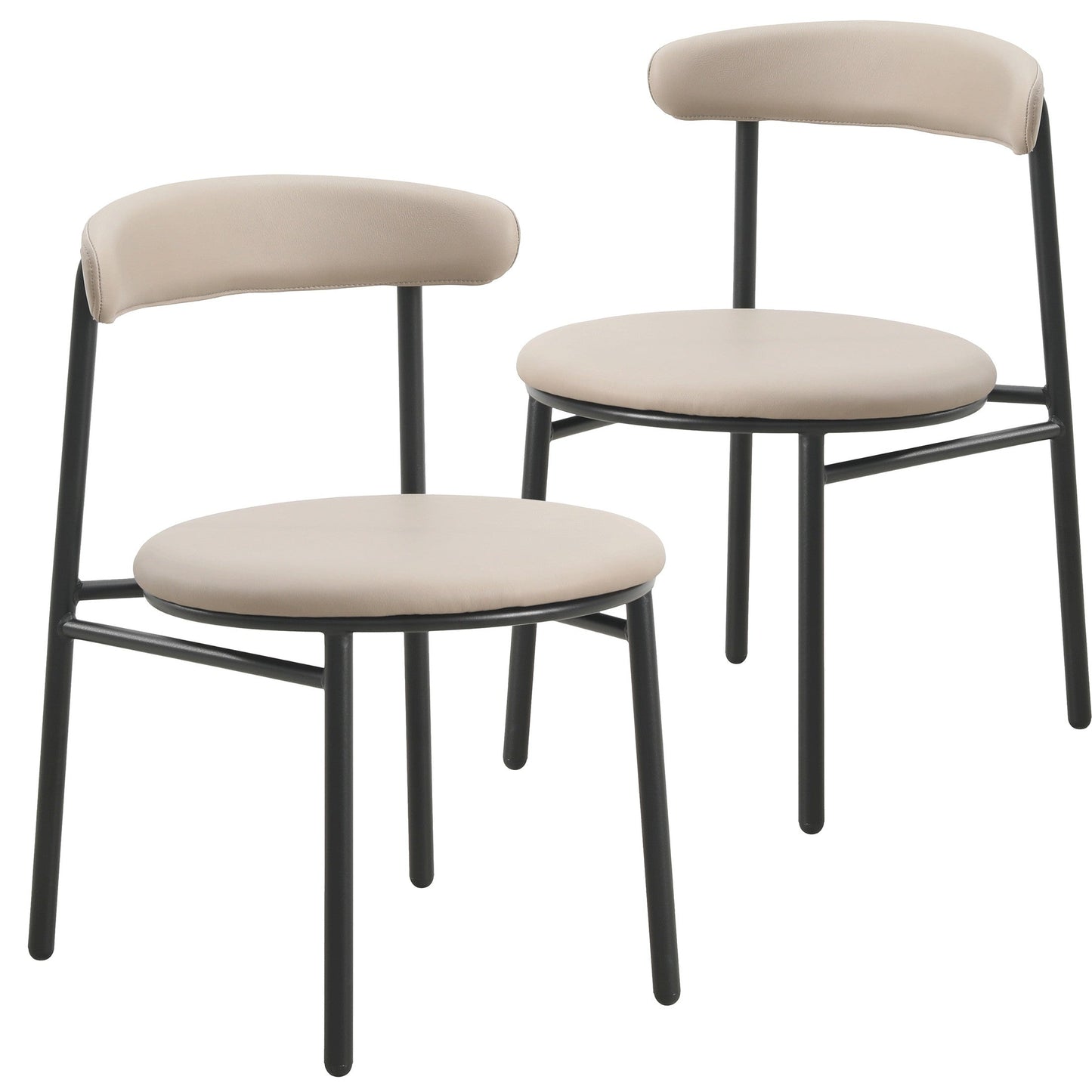 Lume Modern Dining Chair Upholstered in Polyester with Metal Legs Set of 2