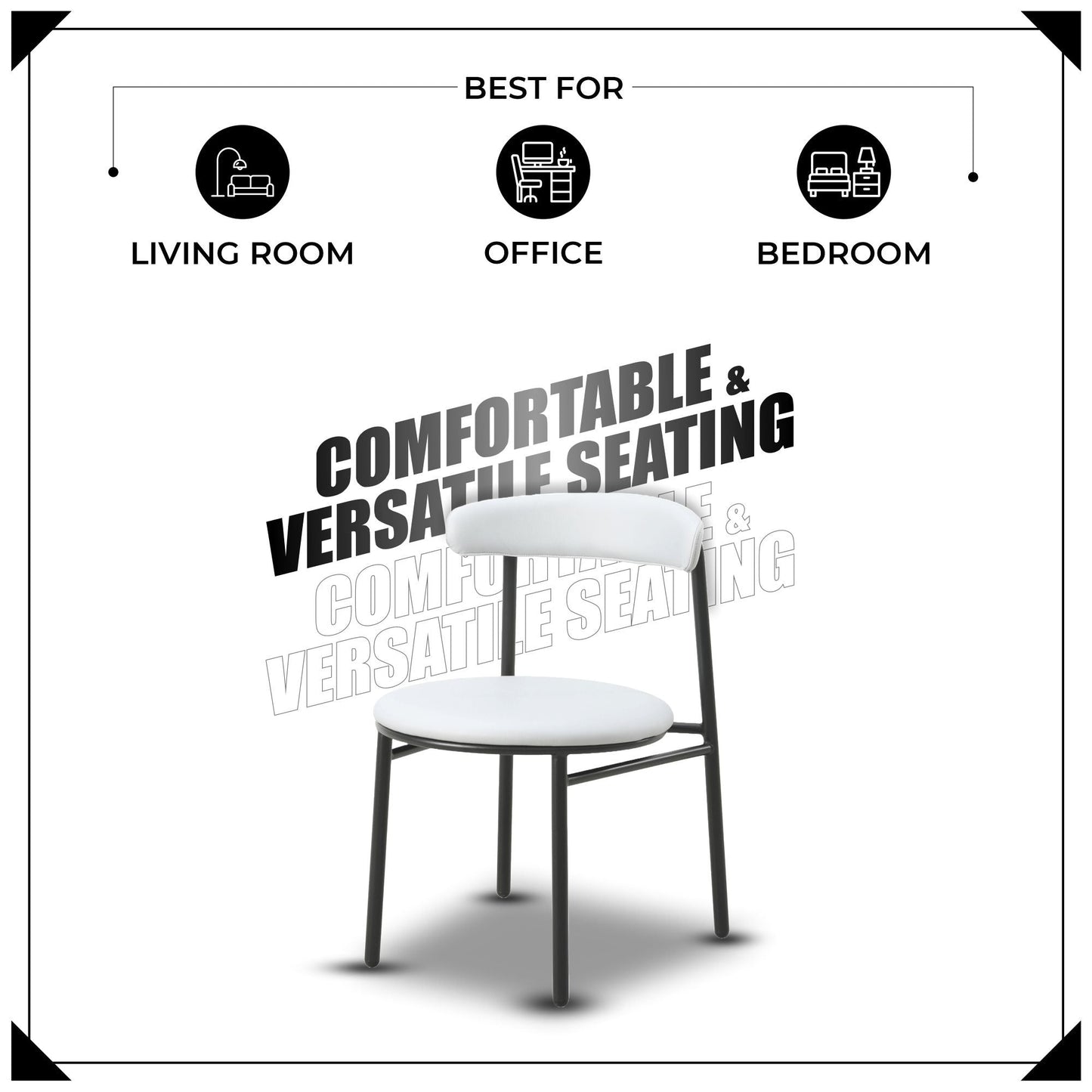 Lume Modern Dining Chair Upholstered in Polyester with Metal Legs Set of 2