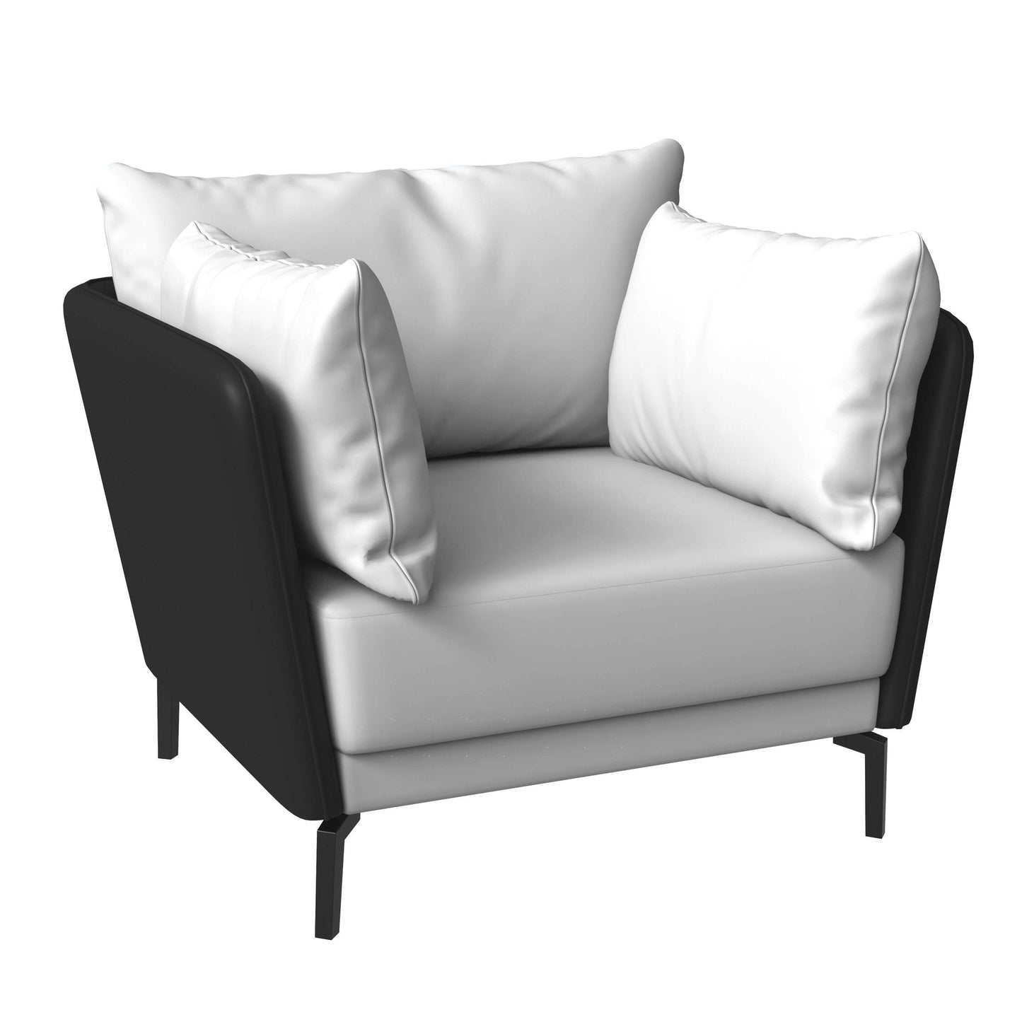 Luxify Single-Seater Leather Sofa Accent Armchair with Stainless Steel Legs and Removable Cushions