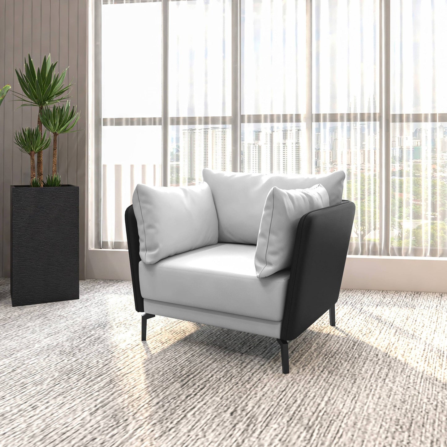 Luxify Single-Seater Leather Sofa Accent Armchair with Stainless Steel Legs and Removable Cushions