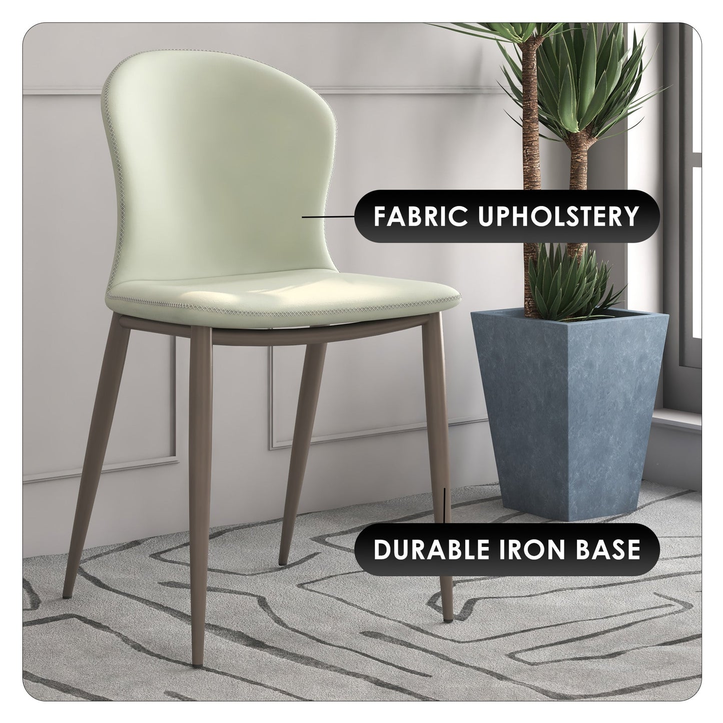 Mosaic Dining Chair Upholstered Fabric Foam Cushioned Chair with Metal Legs Set of 2