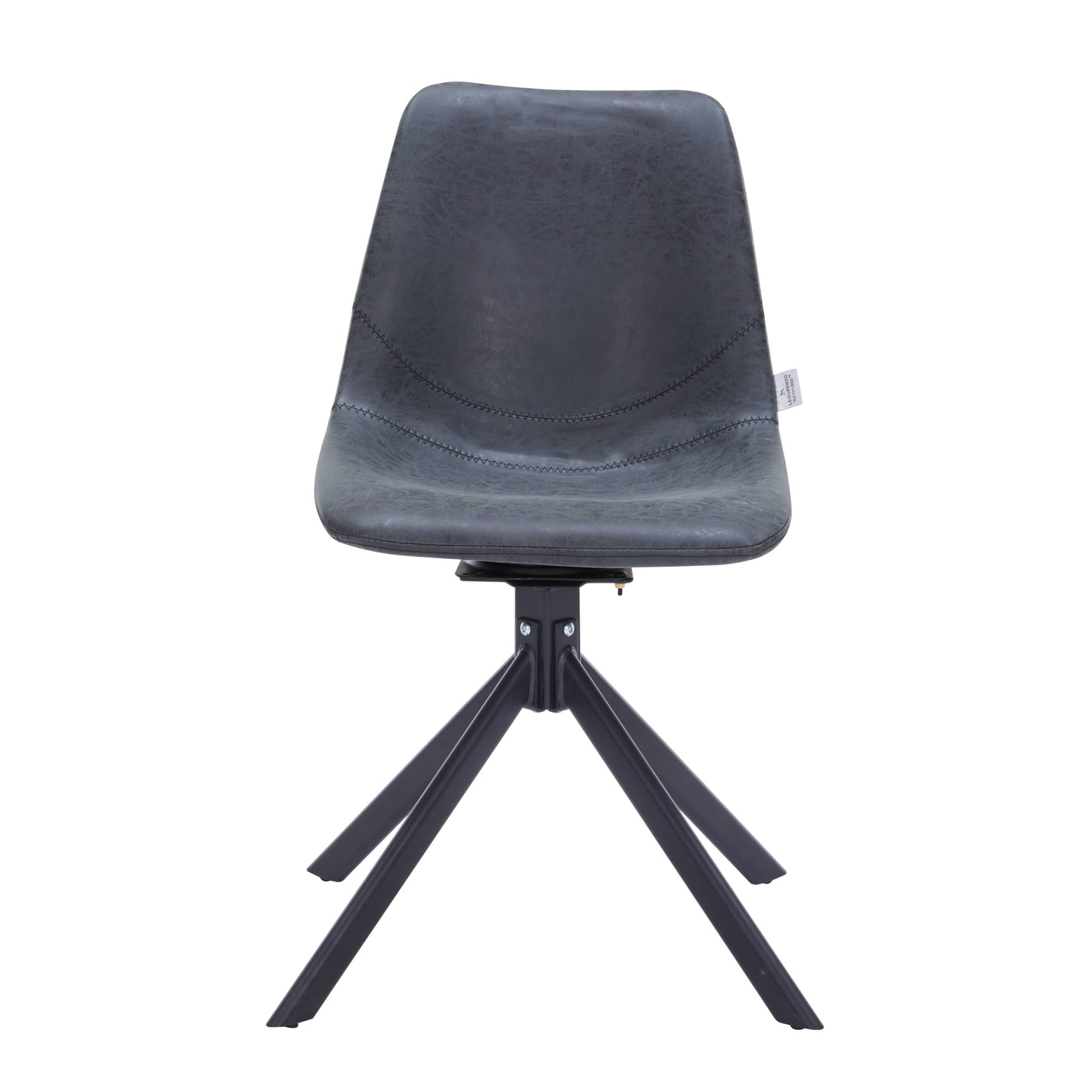 Markley Modern Leather Swival Dining Chair With Metal Legs