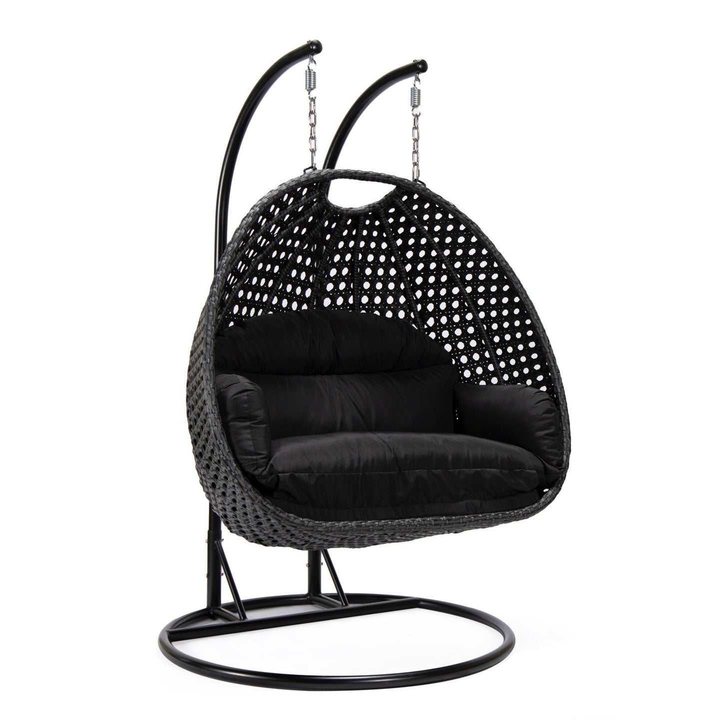 Mendoza 2-Person Wicker Hanging Egg Swing Chair with Removable Cushions with Iron Base