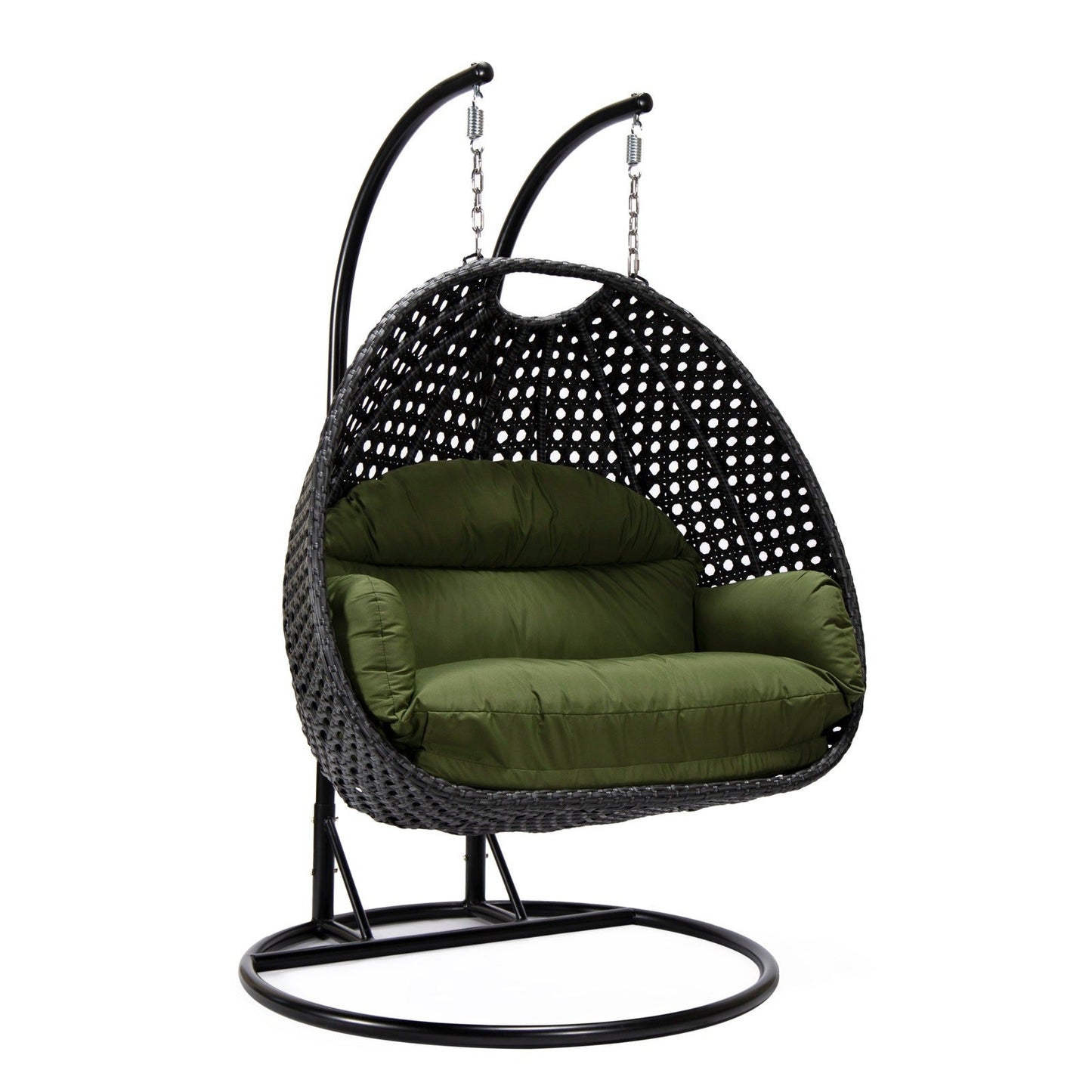 Mendoza 2-Person Wicker Hanging Egg Swing Chair with Removable Cushions with Iron Base