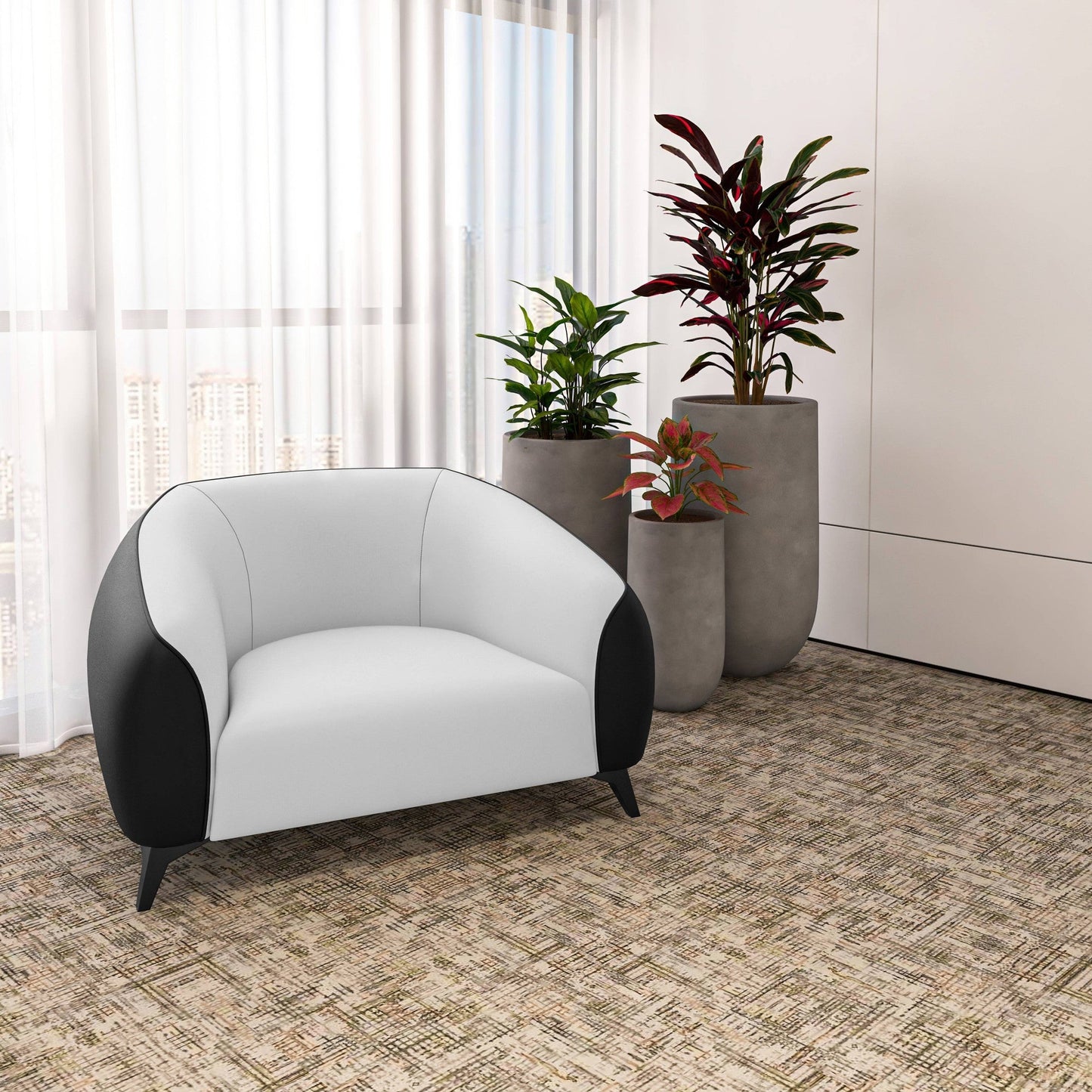 Opula Single-Seater Leather Sofa Accent Armchair with Stainless Steel Legs