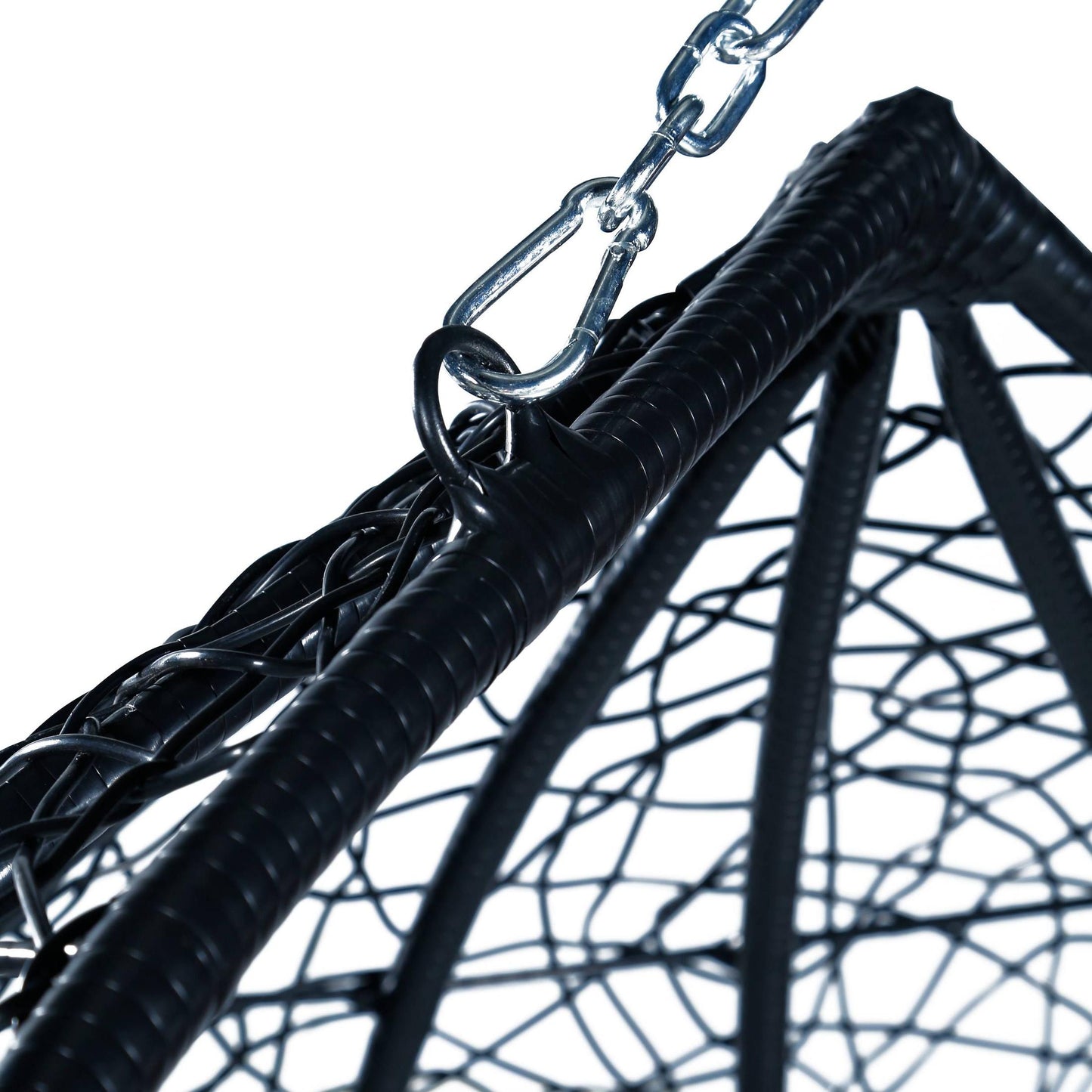 Recluse Two-Person Seater Hanging Swing Chair with Teardrop Design in Black Frame