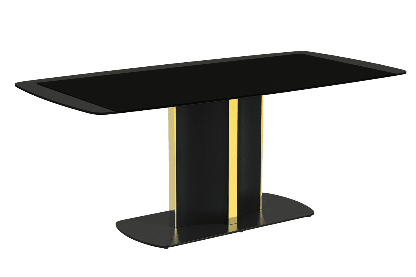 Sylva Rectangular Dining Table with Glass/Sintered Stone Tabletop in Gold Steel