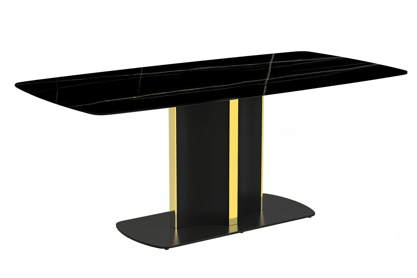 Sylva Rectangular Dining Table with Glass/Sintered Stone Tabletop in Gold Steel