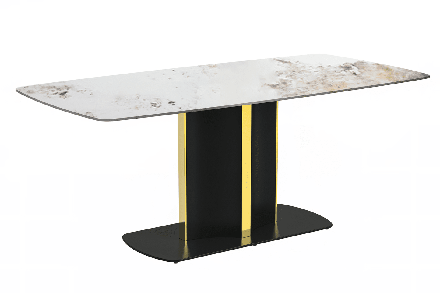 Sylva Rectangular Dining Table with Glass/Sintered Stone Tabletop in Gold Steel