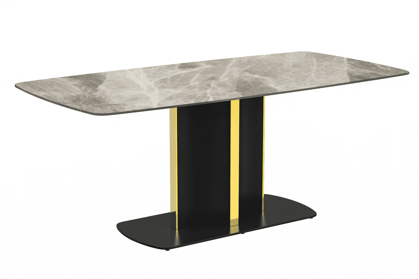 Sylva Rectangular Dining Table with Glass/Sintered Stone Tabletop in Gold Steel