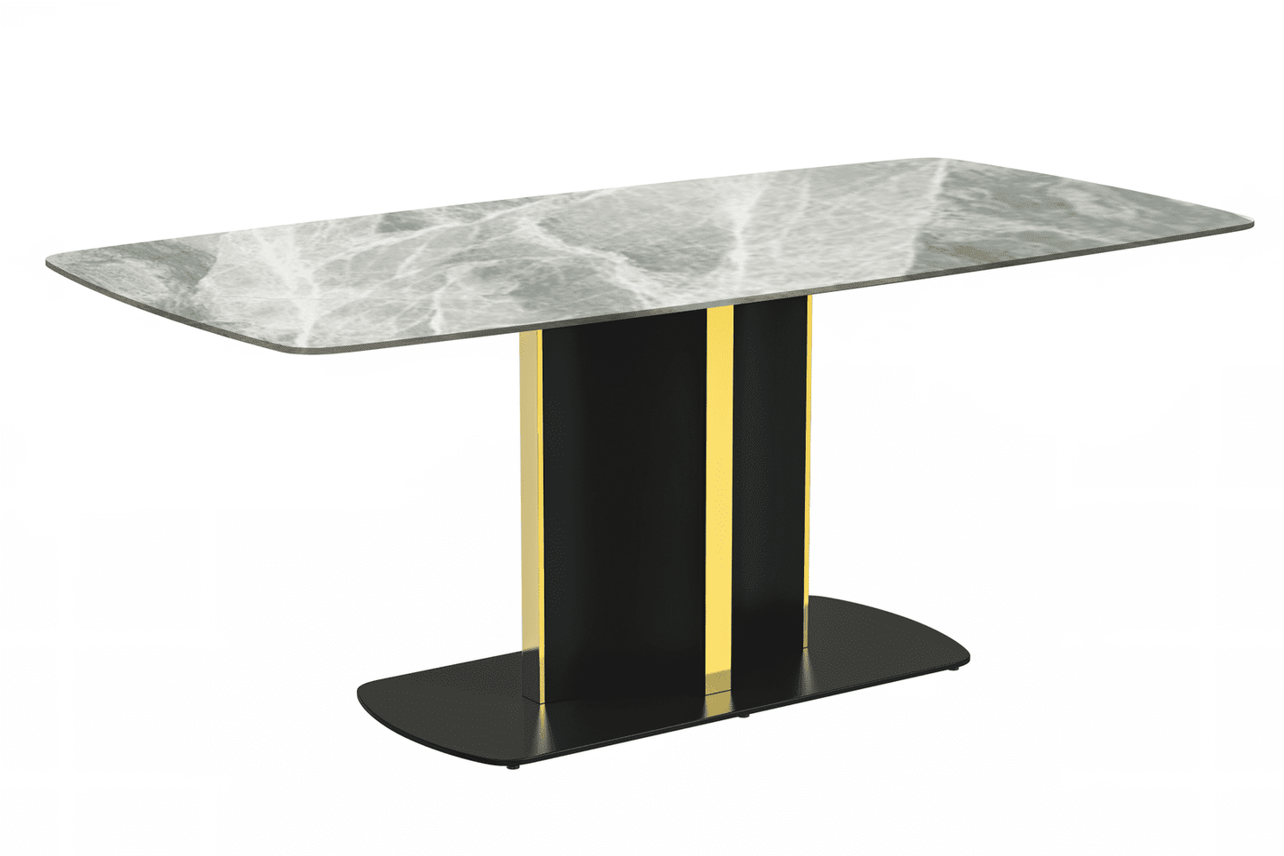 Sylva Rectangular Dining Table with Glass/Sintered Stone Tabletop in Gold Steel