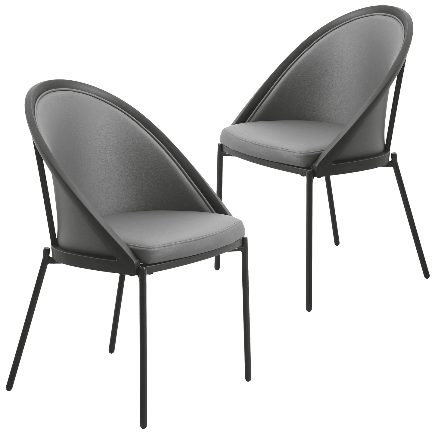 Urbane Dining Chair in Vinyl Fabric with Curved Back and Stainless Steel Legs Set of 2