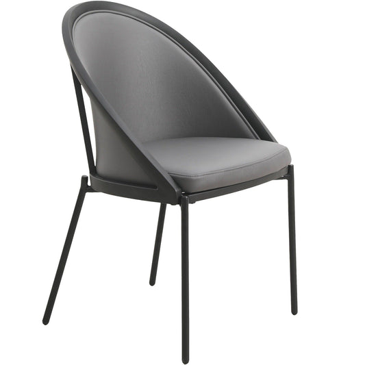 Urbane Dining Chair with Vinyl Fabric Seat and Wicker/Vinyl Backrest in Black Stainless Steel