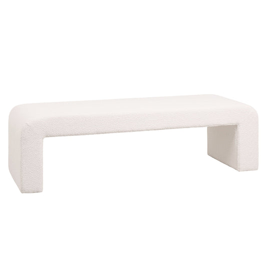 Vint 63" Wide Upholstered Bench in Boucle/Velvet with Curved Waterfall Design