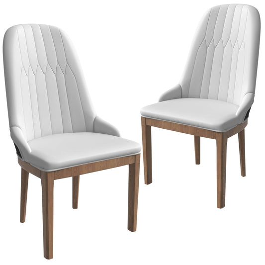 Verisma Dining Chair Upholstered in Leather with Diamond Stitching Back Design Set of 2