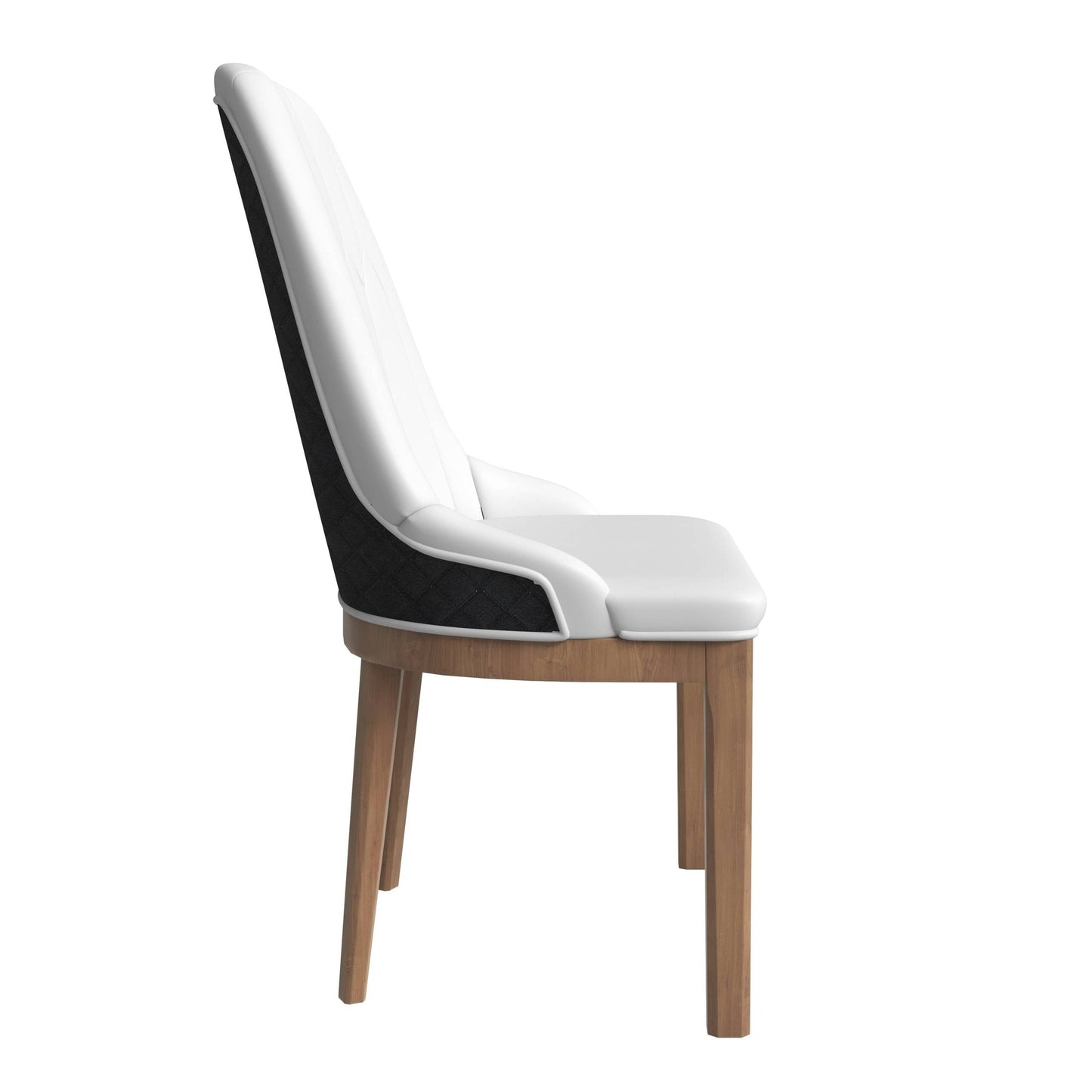 Verisma Dining Chair Upholstered in Leather with Diamond Stitching Back Design Set of 2