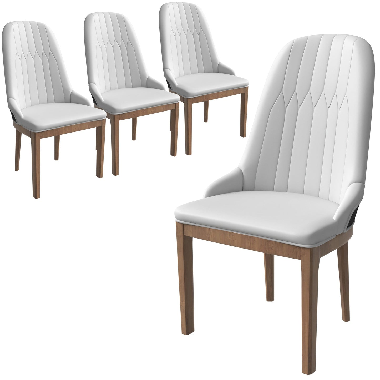 Verisma Dining Chair Upholstered in Leather with Diamond Stitching Back Design Set of 4