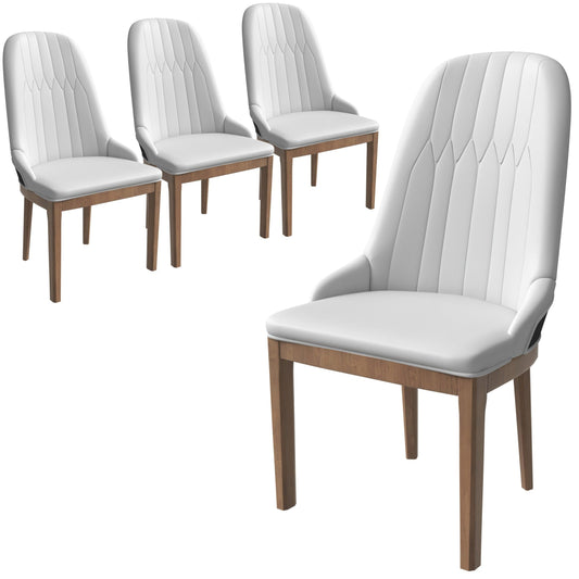 Verisma Dining Chair Upholstered in Leather with Diamond Stitching Back Design Set of 4