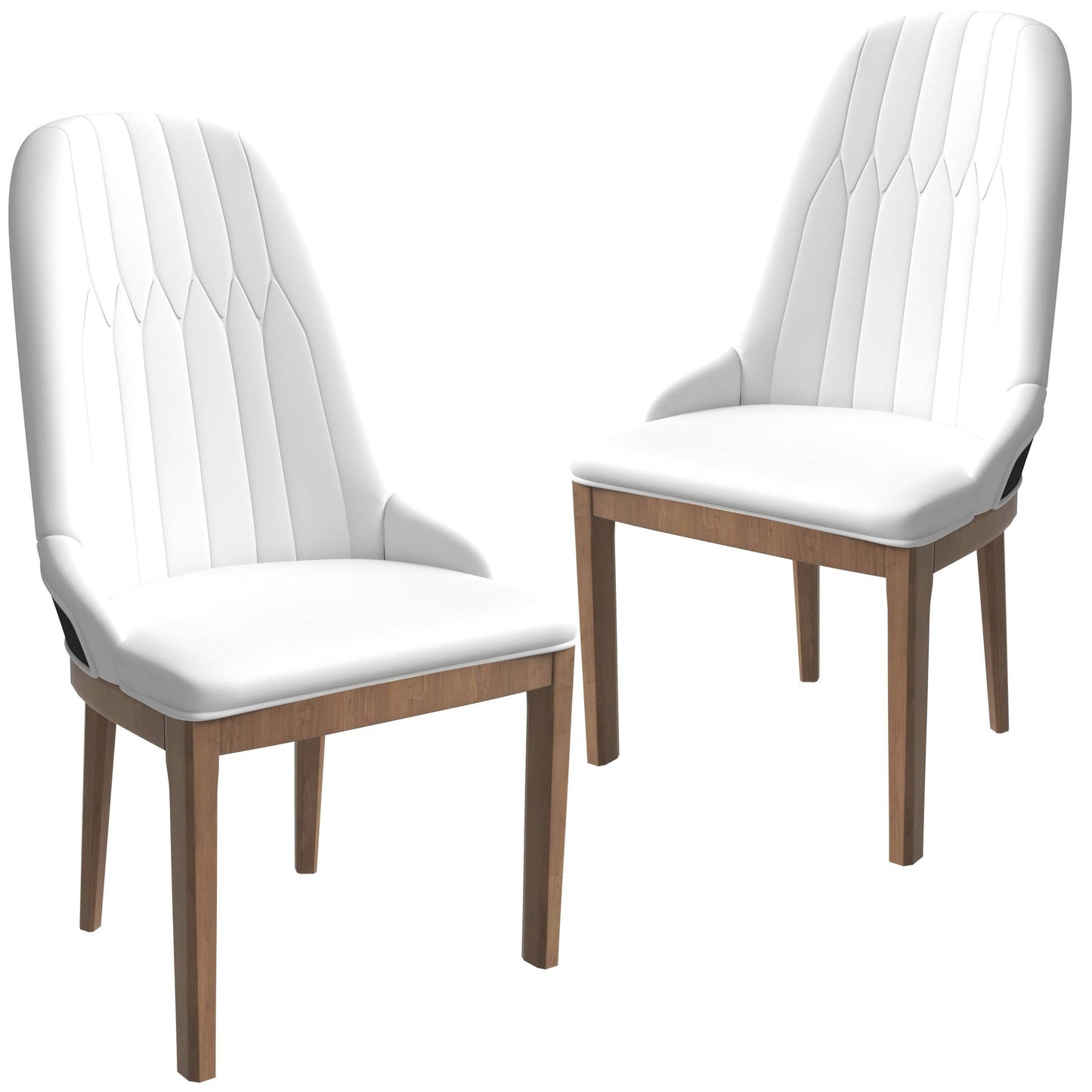 Verisma Dining Chair Upholstered in Leather with Diamond Stitching Back Design Set of 2