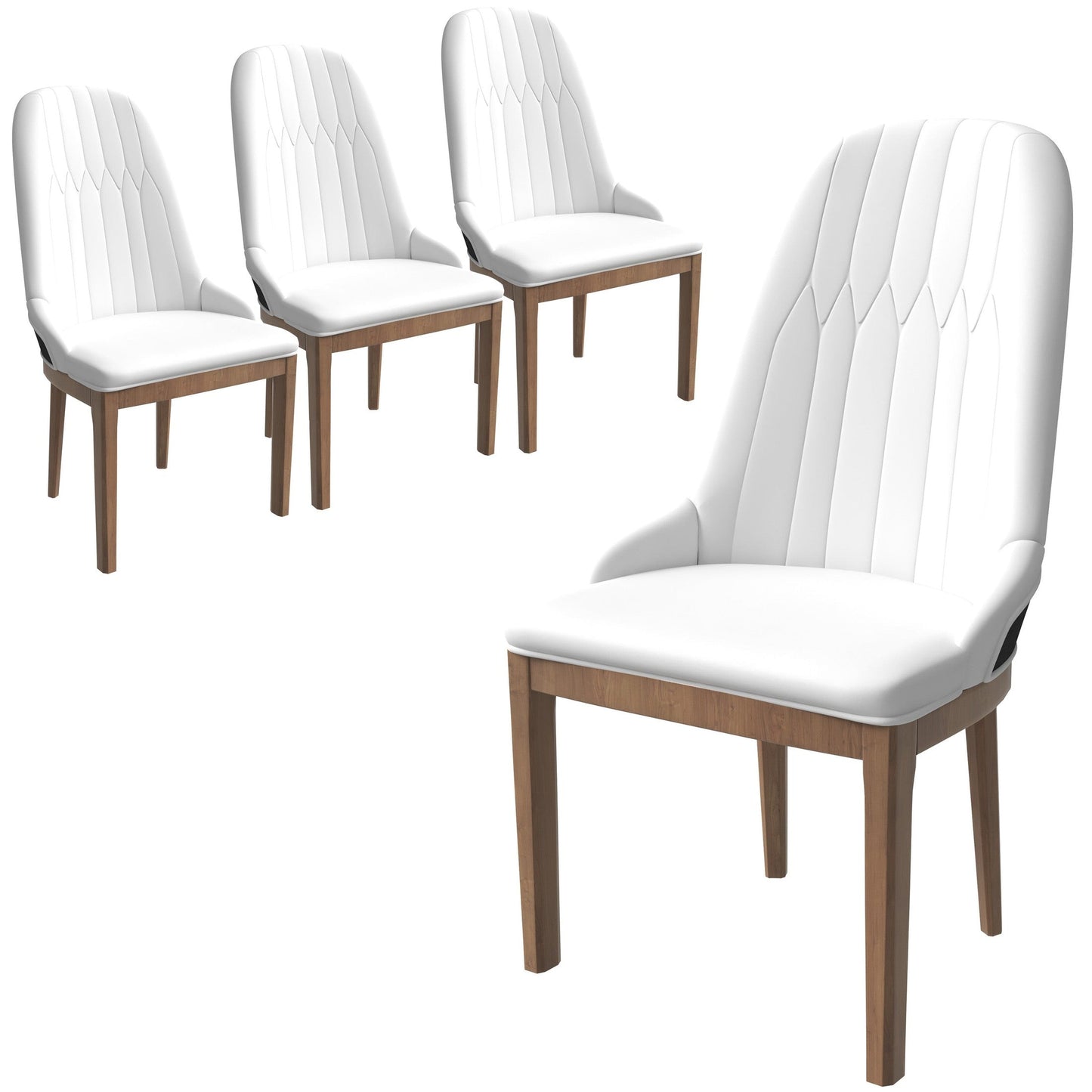Verisma Dining Chair Upholstered in Leather with Diamond Stitching Back Design Set of 4