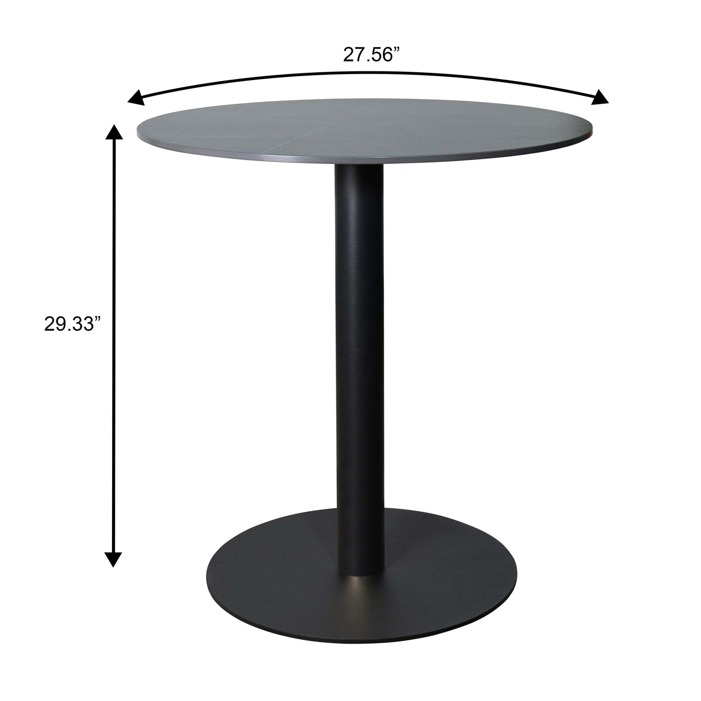 Vail Collection Dining Table Black Base With 27"/36" Round Stone Top