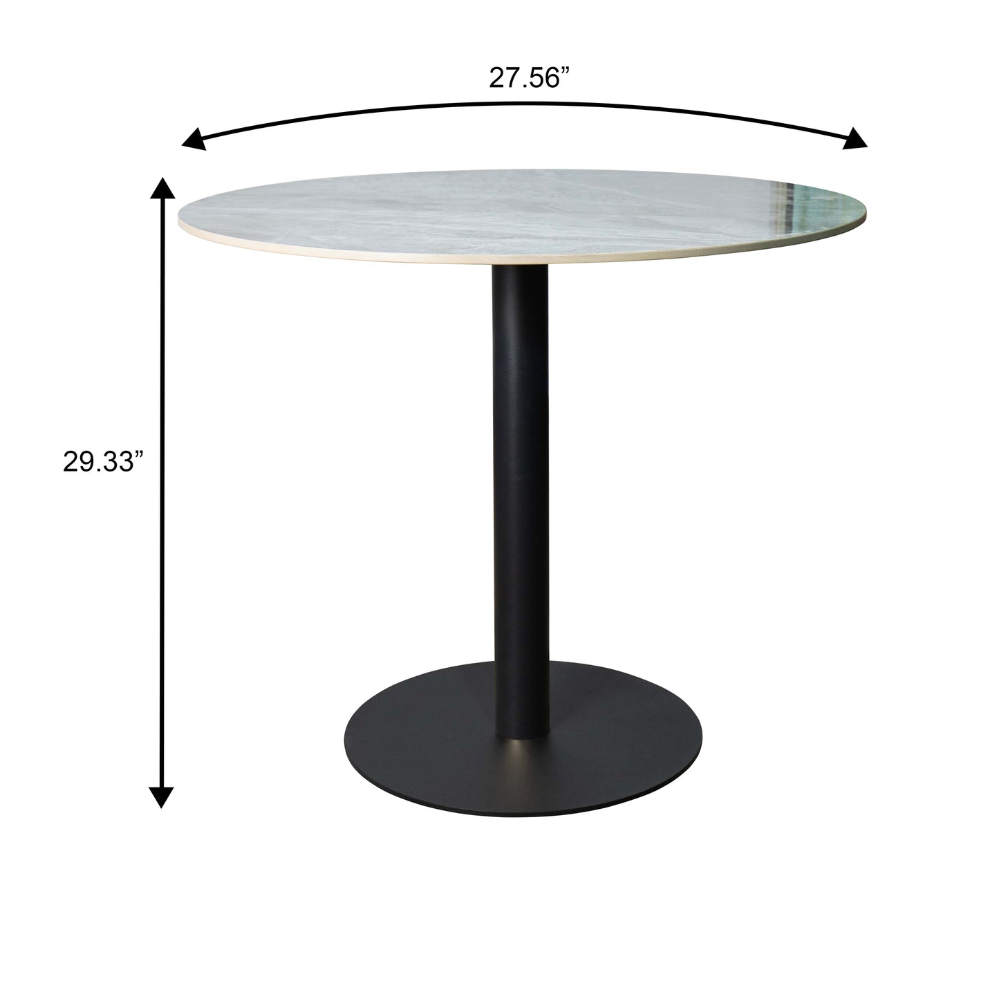 Vail Collection Dining Table Black Base With 27"/36" Round Stone Top