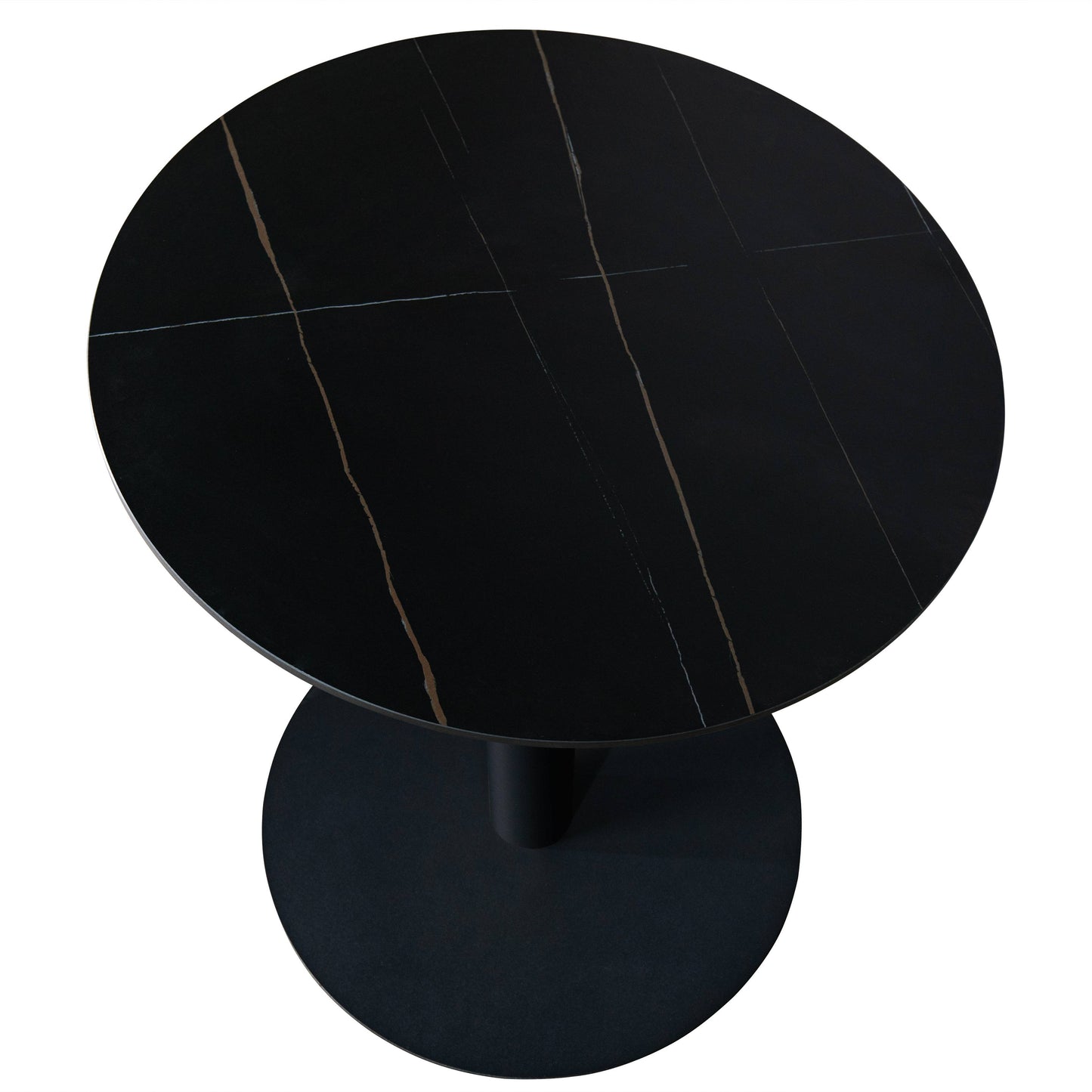 Vail Collection Dining Table Black Base With 27"/36" Round Stone Top