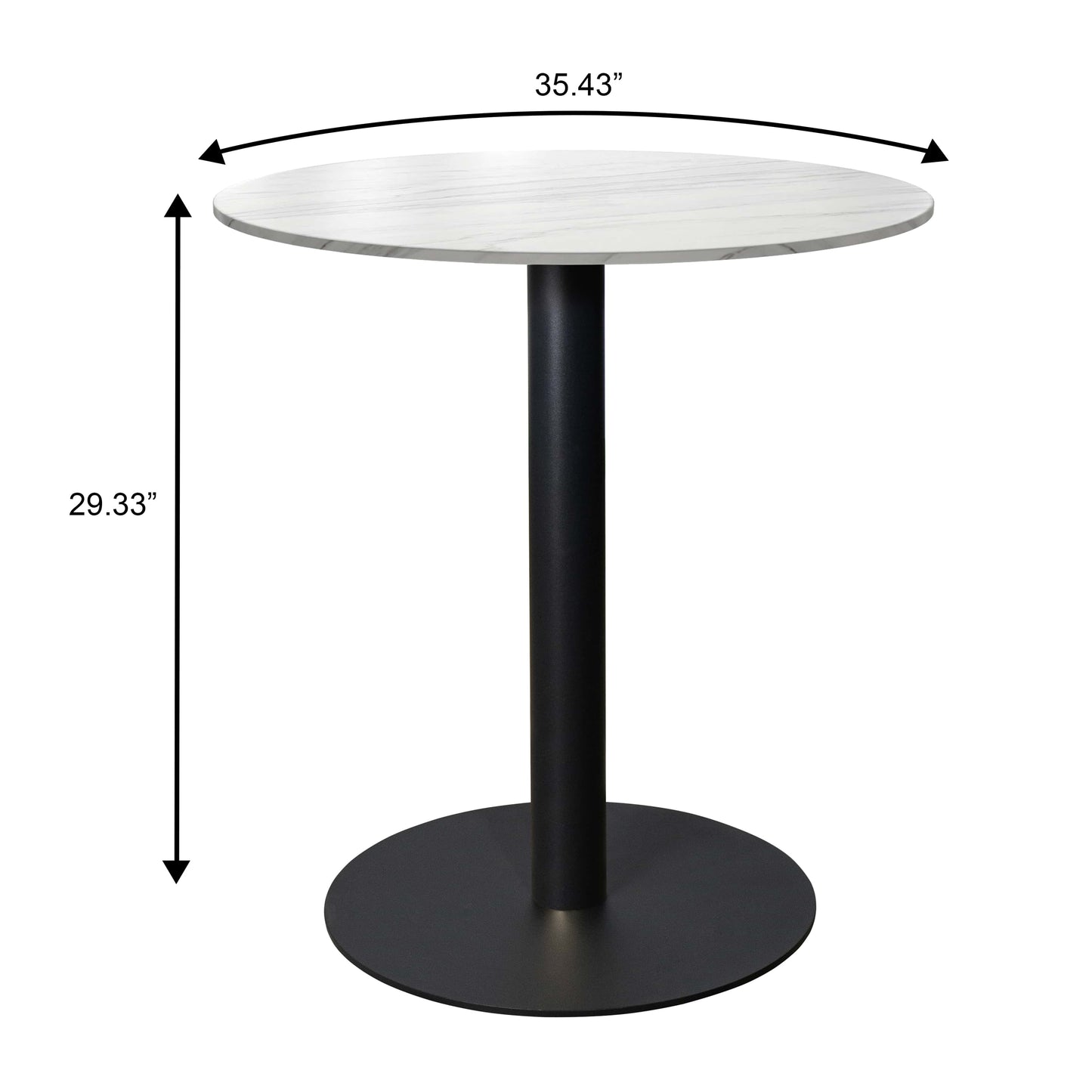 Vail Collection Dining Table Black Base With 27"/36" Round Stone Top