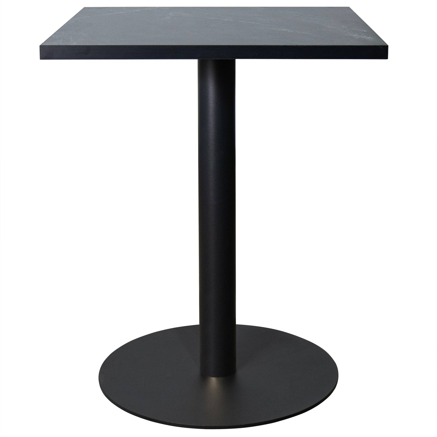 LeisureMod Vail Collection Dining Table Black/Gold Round Base With 24" Square Black MDF Top
