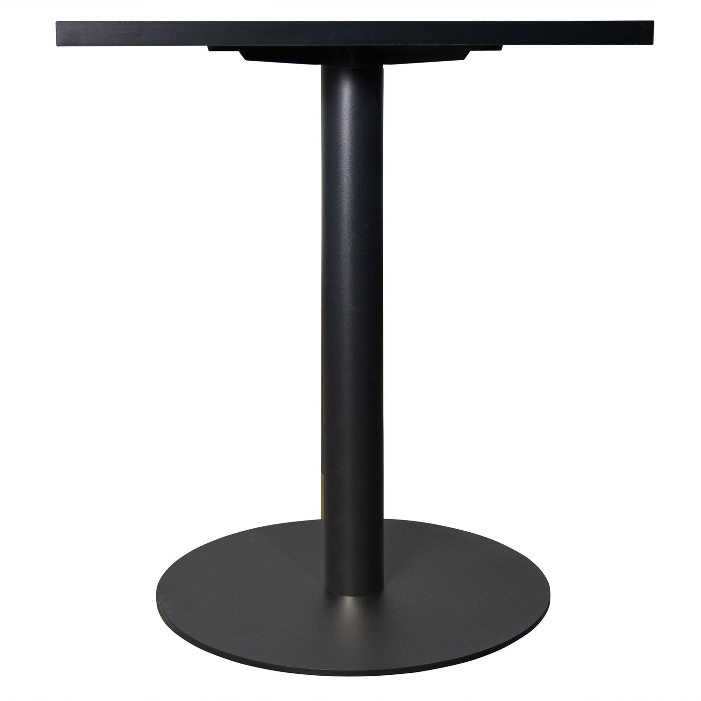 LeisureMod Vail Collection Dining Table Black/Gold Round Base With 24" Square Black MDF Top