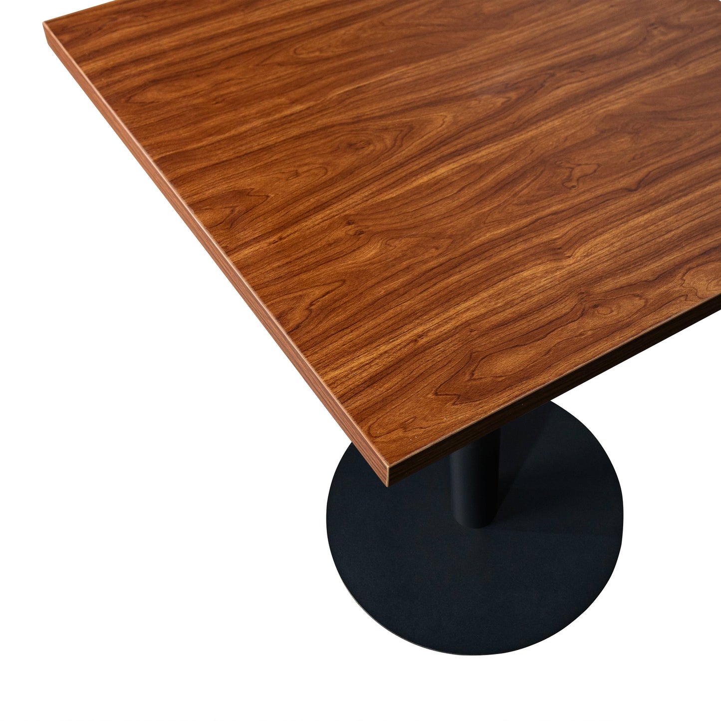 LeisureMod Vail Collection Dining Table Black/Gold Round Base With 24" Square Black MDF Top