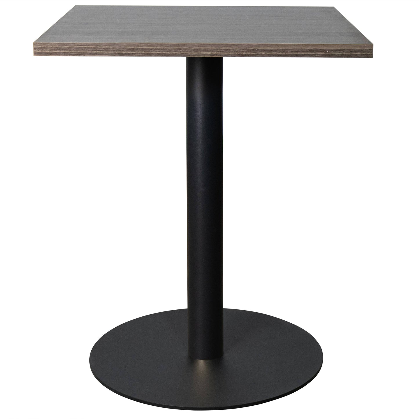 LeisureMod Vail Collection Dining Table Black/Gold Round Base With 24" Square Black MDF Top