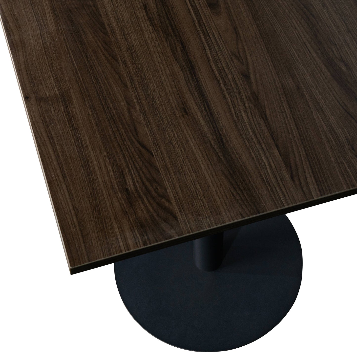 LeisureMod Vail Collection Dining Table Black/Gold Round Base With 24" Square Black MDF Top
