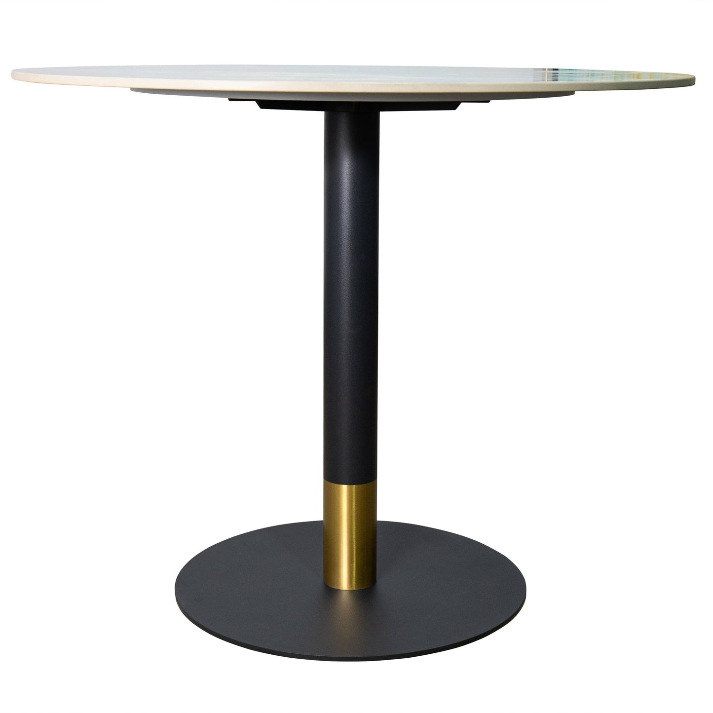 Vail Collection Dining Table Black/Gold Base With 27"/36" Round Stone Top