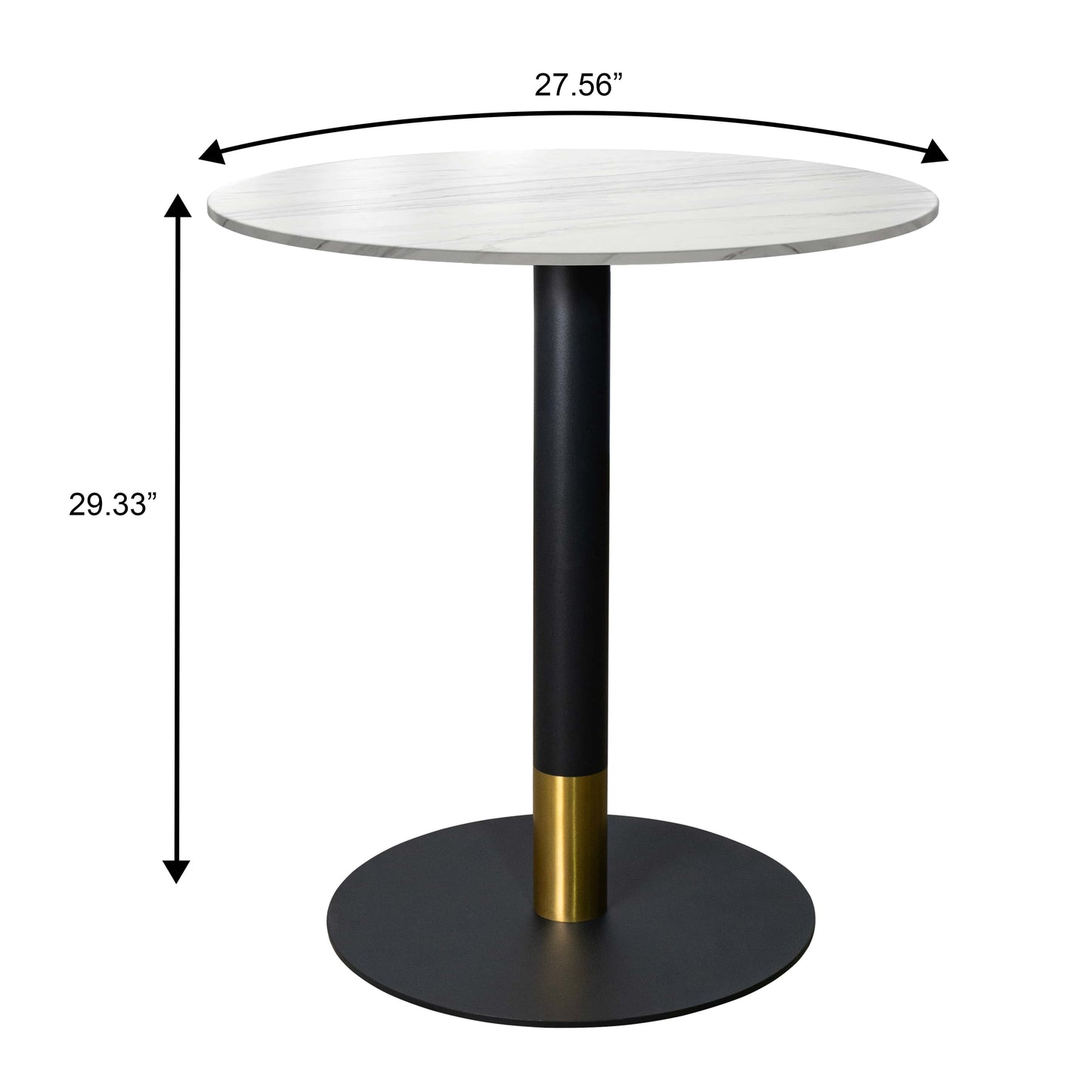 Vail Collection Dining Table Black/Gold Base With 27"/36" Round Stone Top