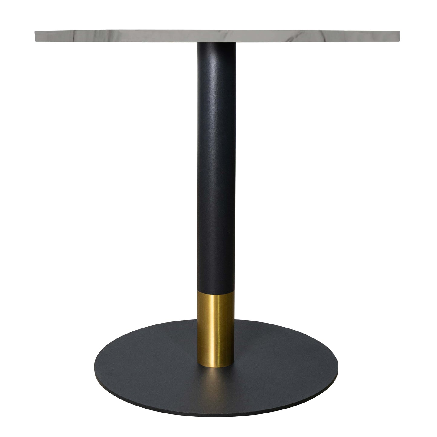 Vail Collection Dining Table Black/Gold Base With 27"/36" Round Stone Top