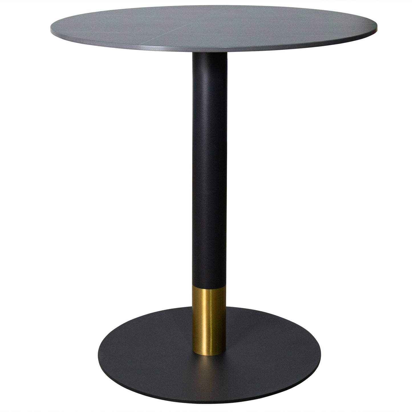 Vail Collection Dining Table Black/Gold Base With 27"/36" Round Stone Top