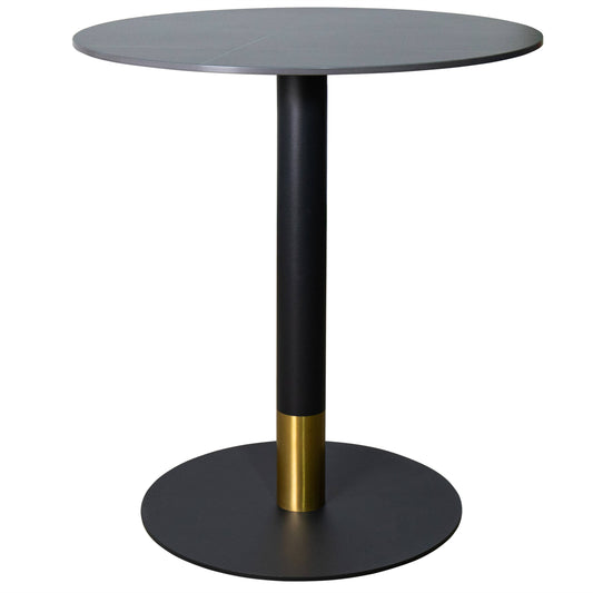 Vail Collection Dining Table Black/Gold Base With 27"/36" Round Stone Top