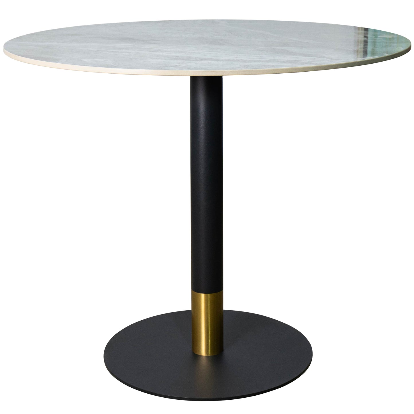 Vail Collection Dining Table Black/Gold Base With 27"/36" Round Stone Top